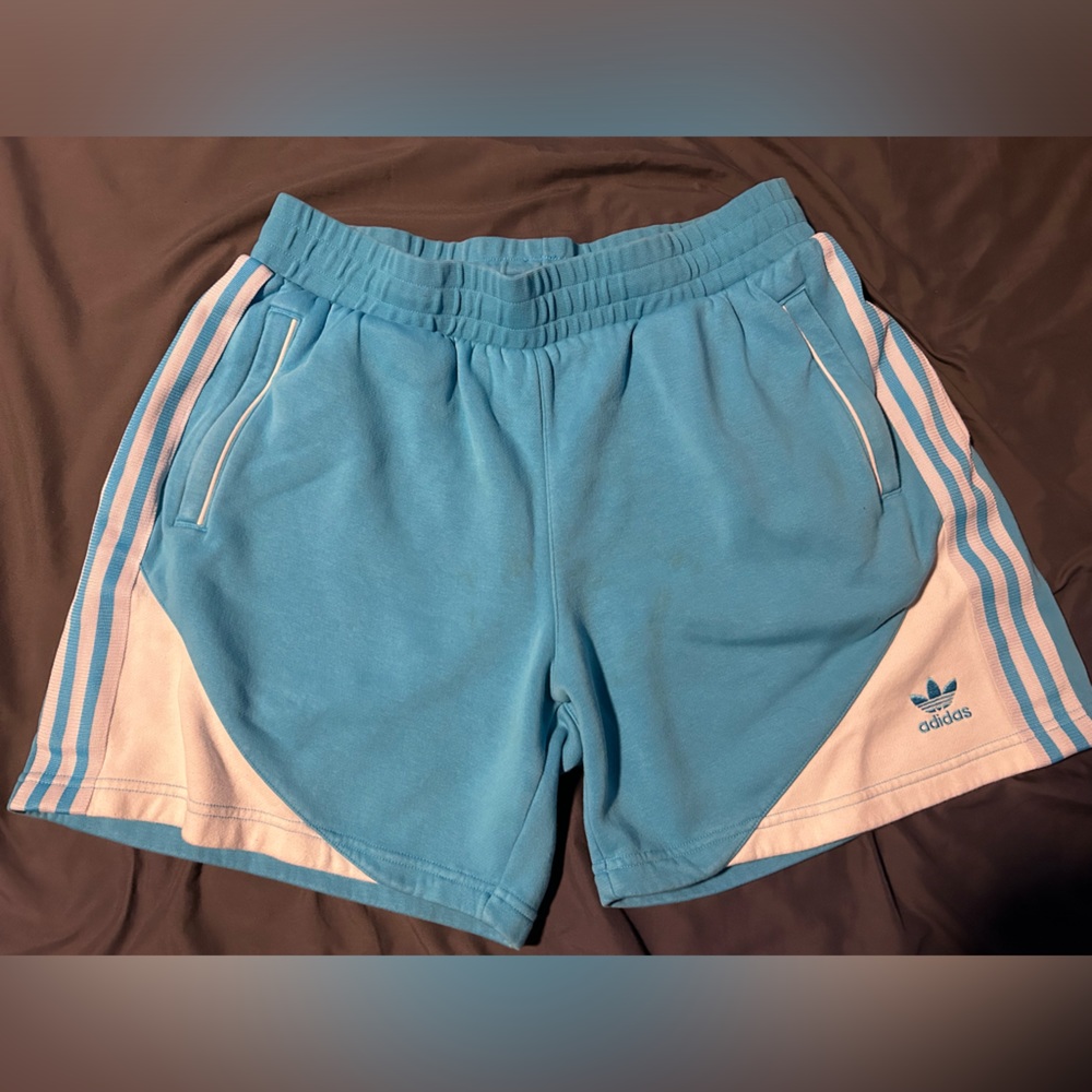 Adidas Originals Men's Superstar Fleece Shorts, Size: Large, sky blue and white